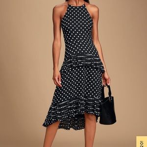 Envy Black and White Polka Dot Midi dress - Medium